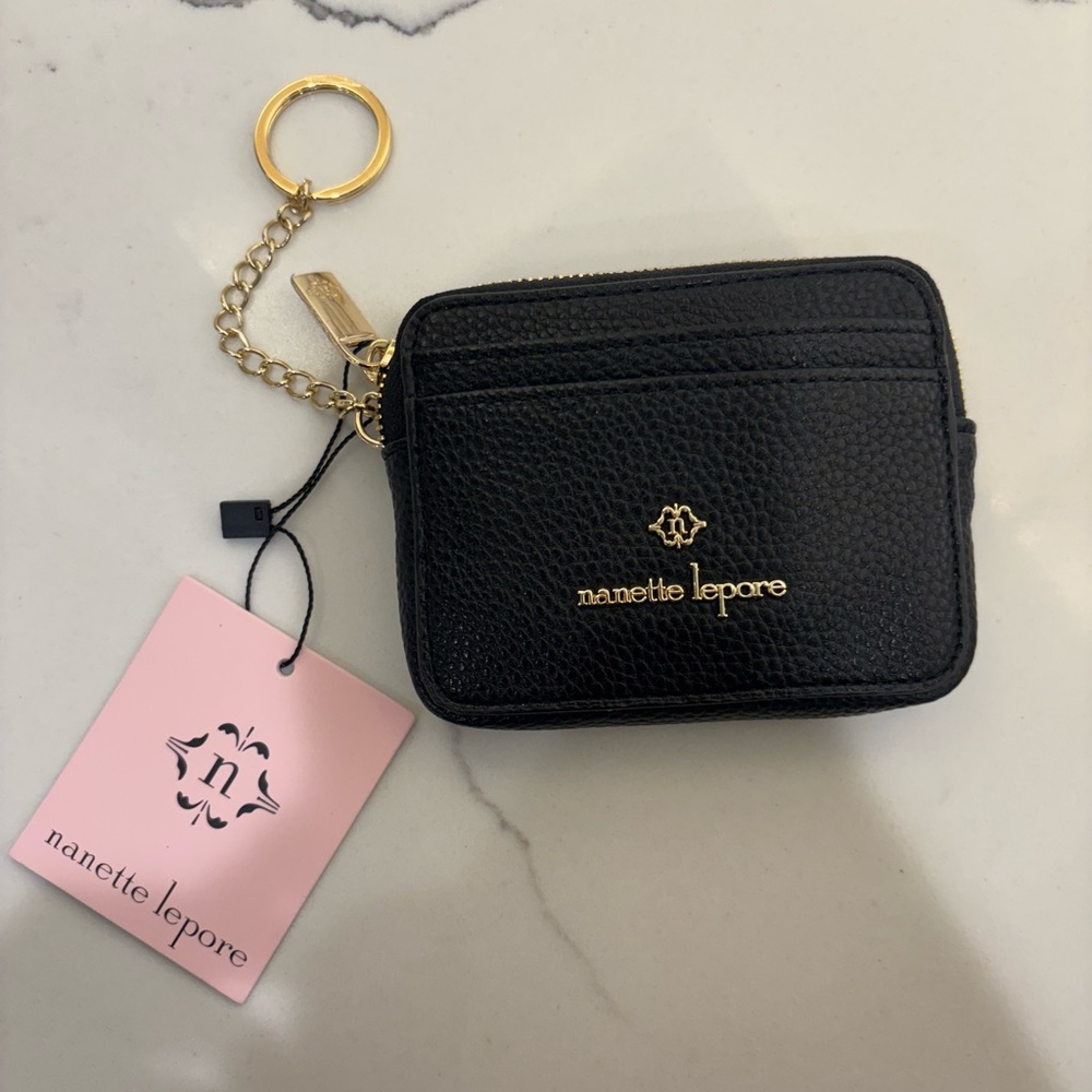 Nanette Lepore Black and Gold Keychain Wallet
